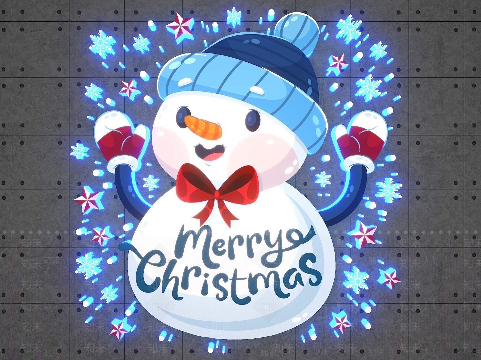 现代圣诞节卡通雪人雪花灯饰墙饰3D模型下载【ID:1151932143】