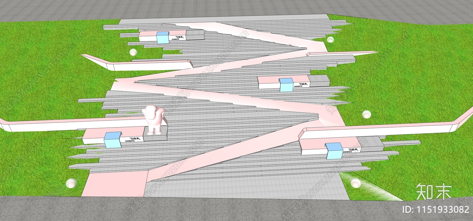 现代台阶景观SU模型下载【ID:1151933082】