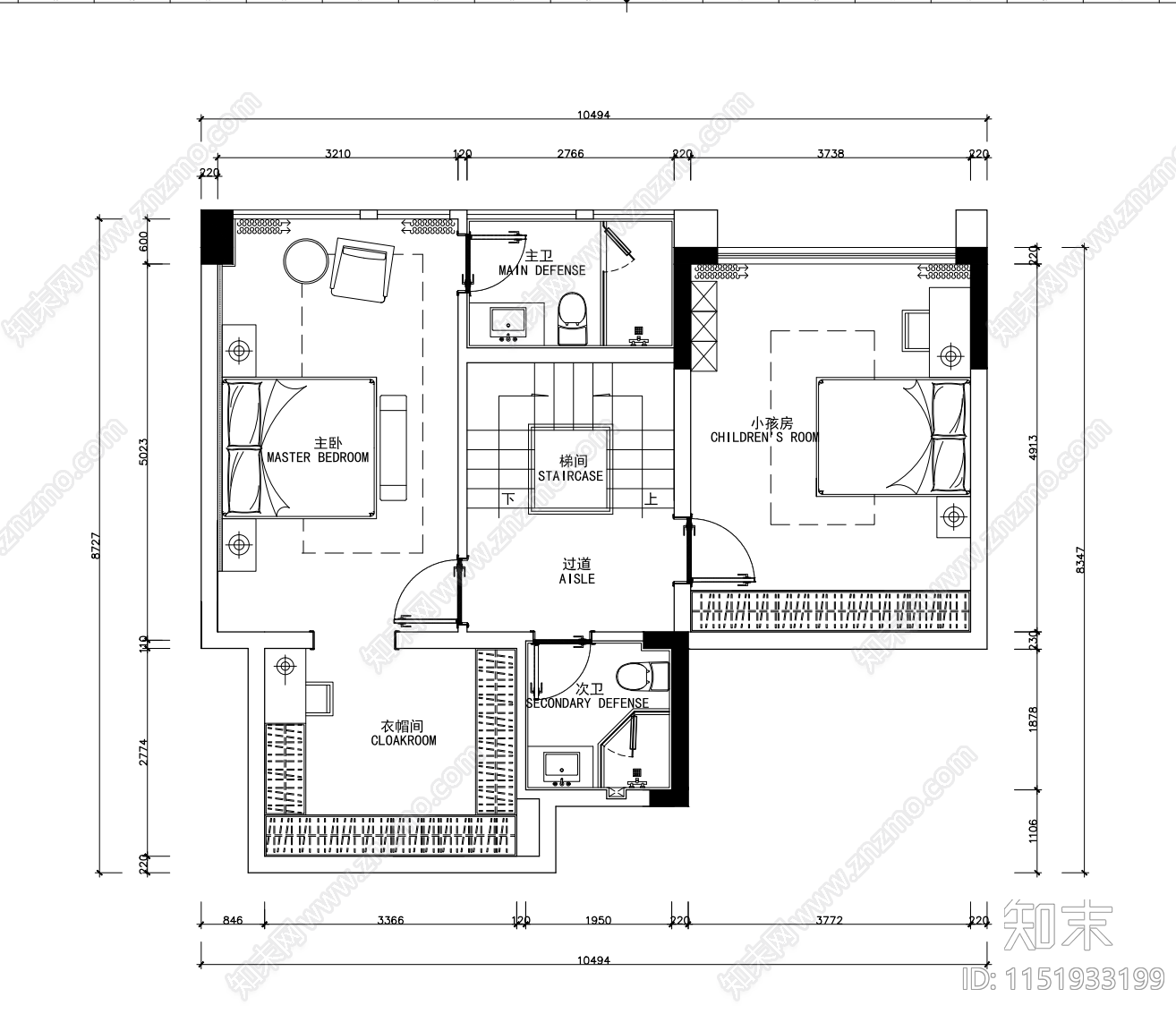 中铁熙苑别墅一到三层平面布置图施工图下载【ID:1151933199】