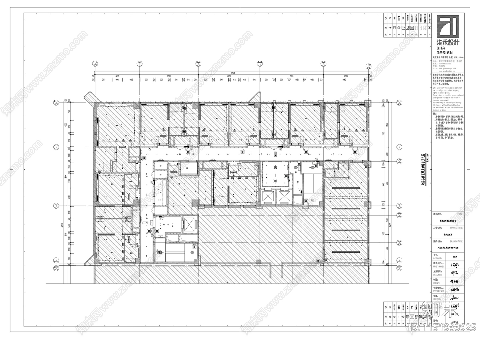缤悦大酒店6层公区过道cad施工图下载【ID:1151933925】