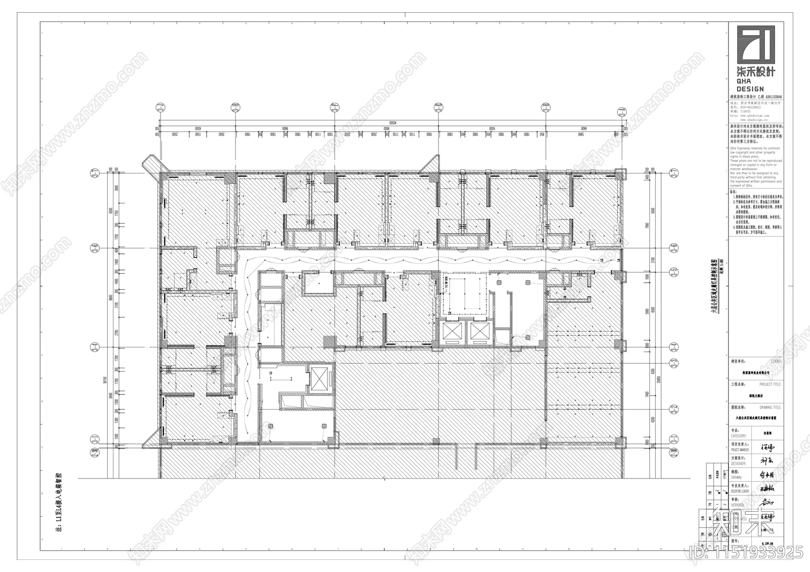 缤悦大酒店6层公区过道cad施工图下载【ID:1151933925】