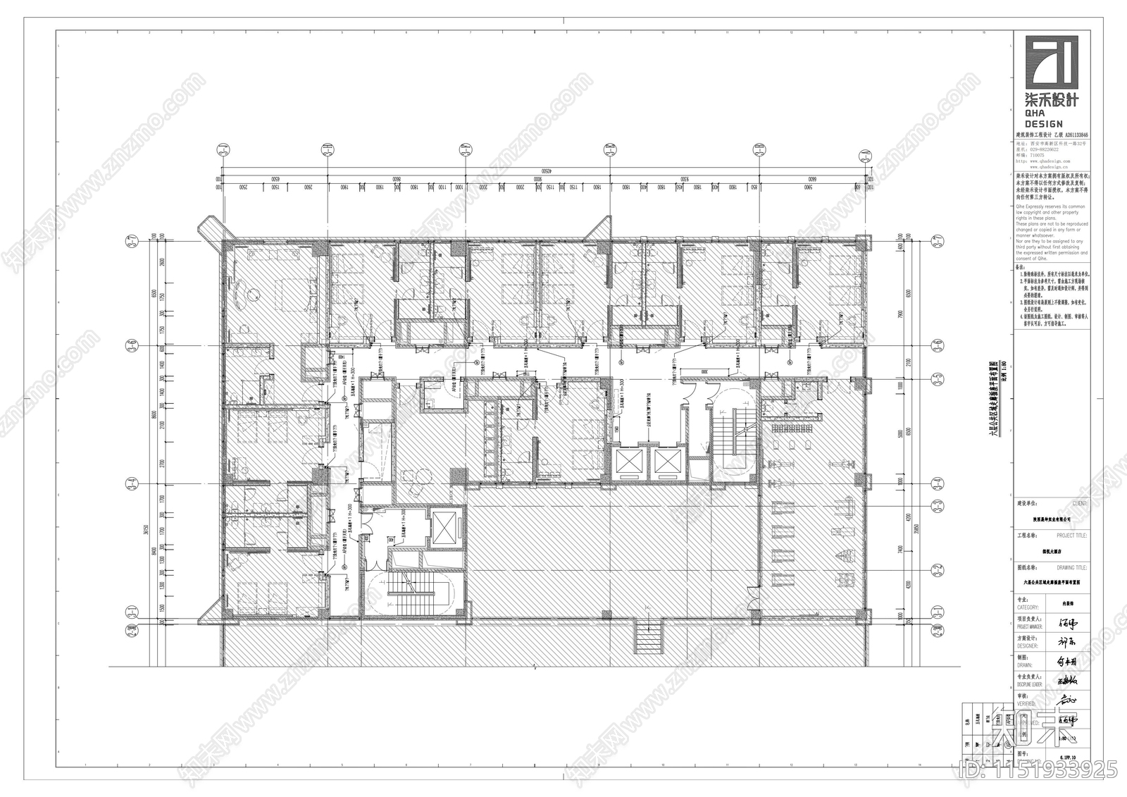 缤悦大酒店6层公区过道cad施工图下载【ID:1151933925】