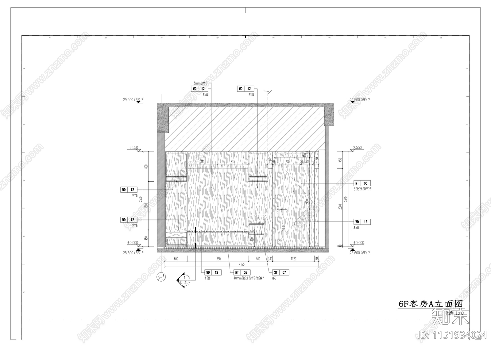 缤悦酒店标间客房cad施工图下载【ID:1151934024】