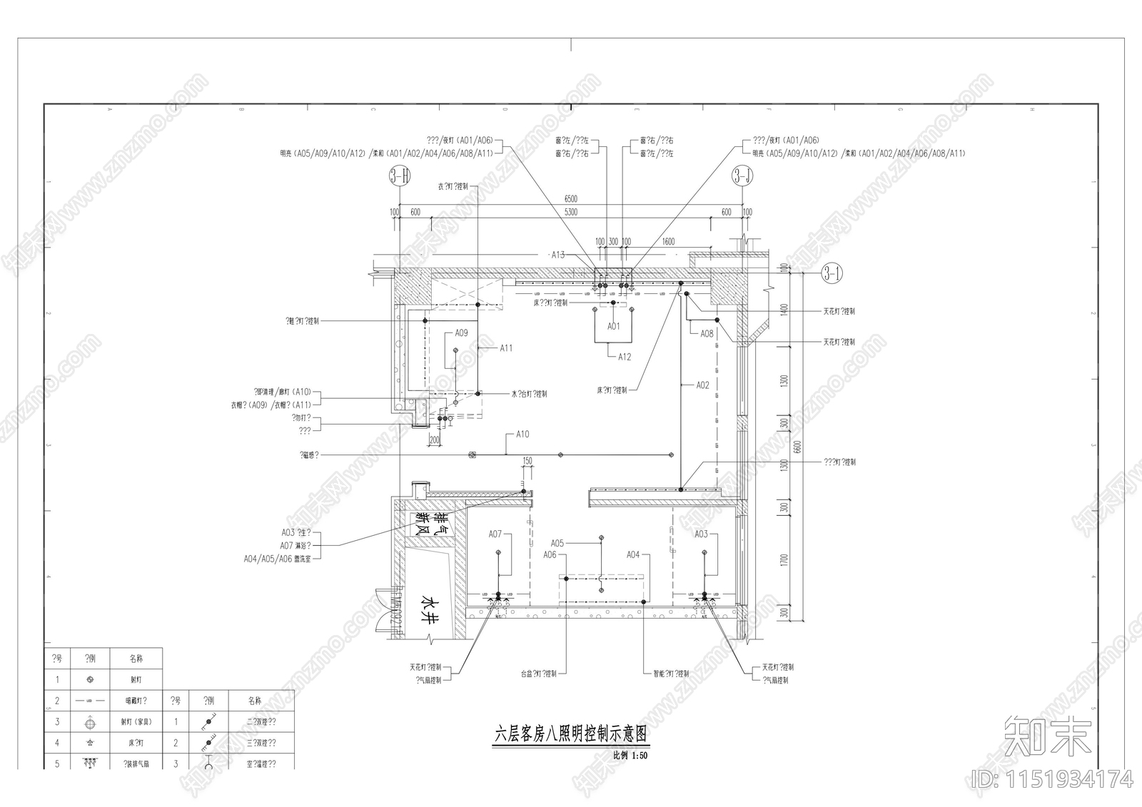 缤悦酒店标间客房户型cad施工图下载【ID:1151934174】