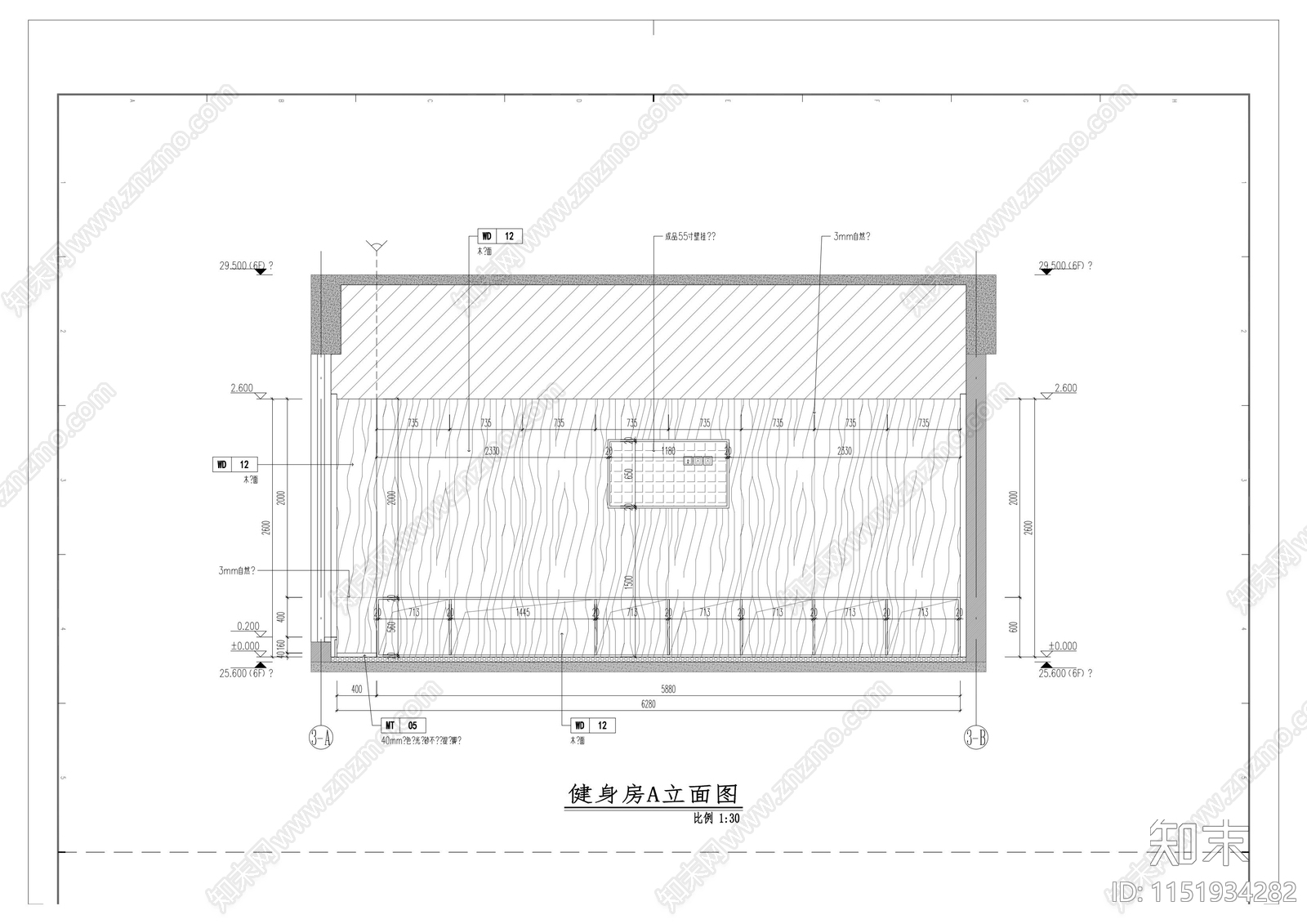 缤悦酒店6层楼健身房cad施工图下载【ID:1151934282】