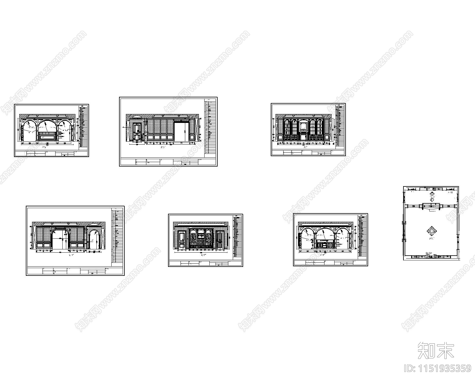 客厅吧台垭口联体节点施工图下载【ID:1151935359】