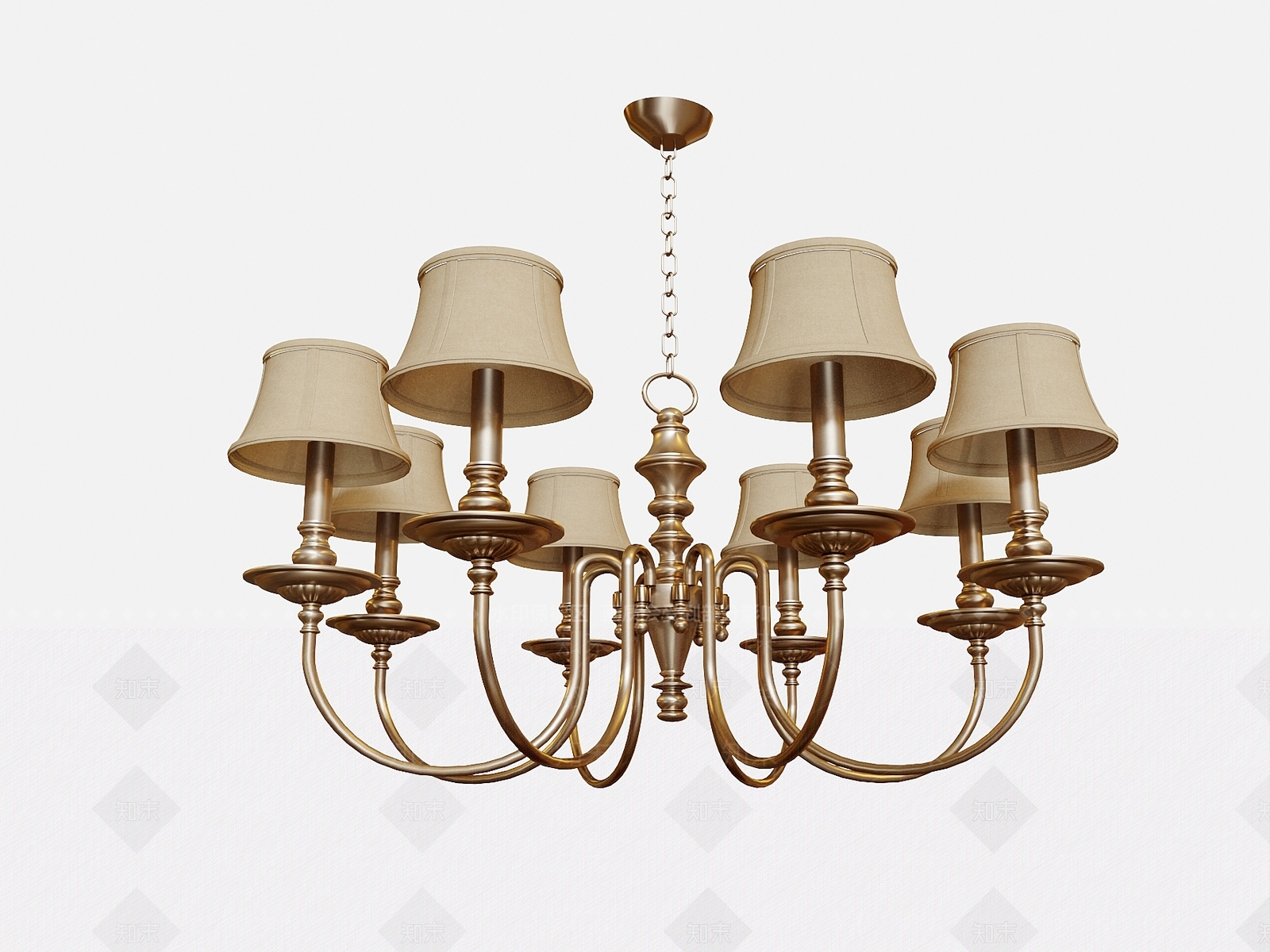 复古美式吊灯3D模型下载【ID:1151935402】