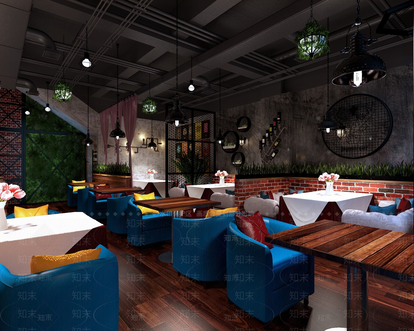 现代西餐厅3D模型下载【ID:1151937296】