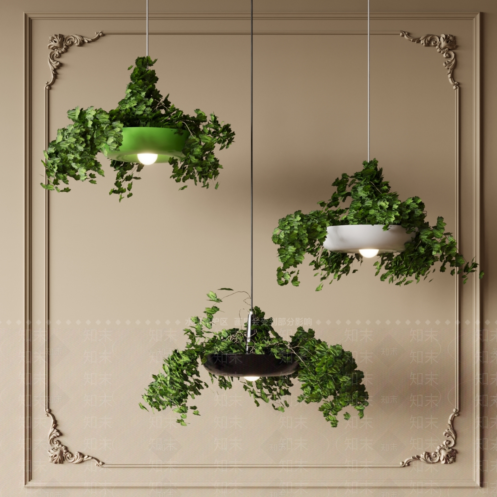 现代植物吊灯3D模型下载【ID:1151937400】