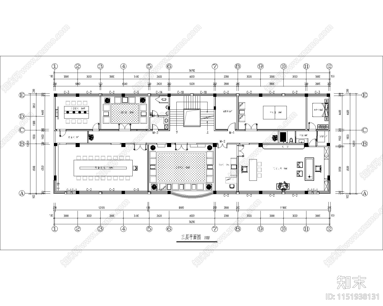 4层办公楼设计cad施工图下载【ID:1151938131】