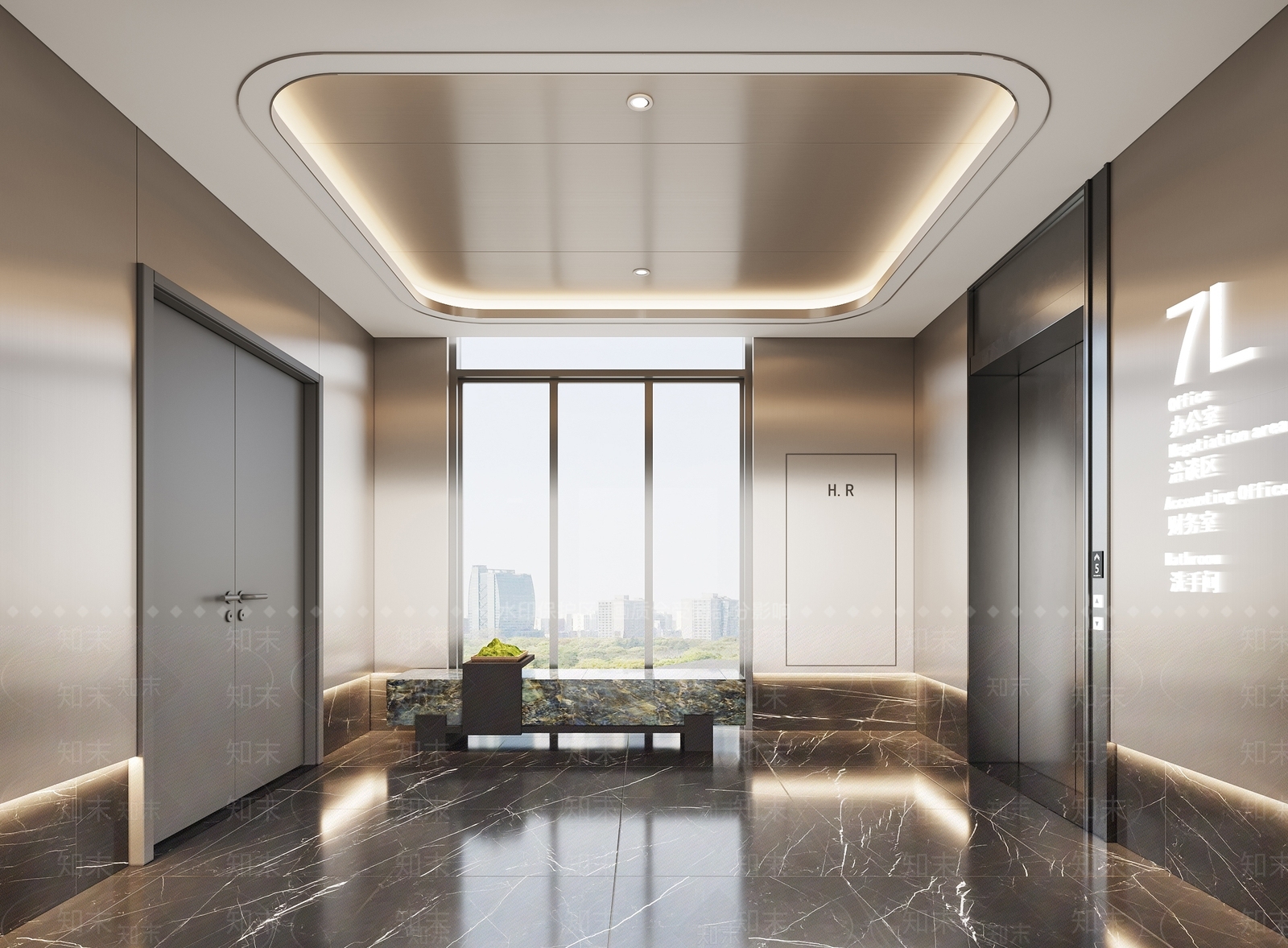 现代轻奢商业电梯厅3D模型下载【ID:1151939797】