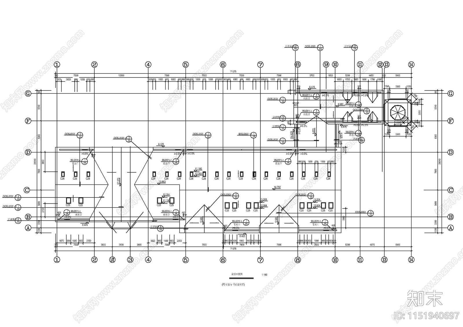 英式风格商业街建筑cad施工图下载【ID:1151940697】