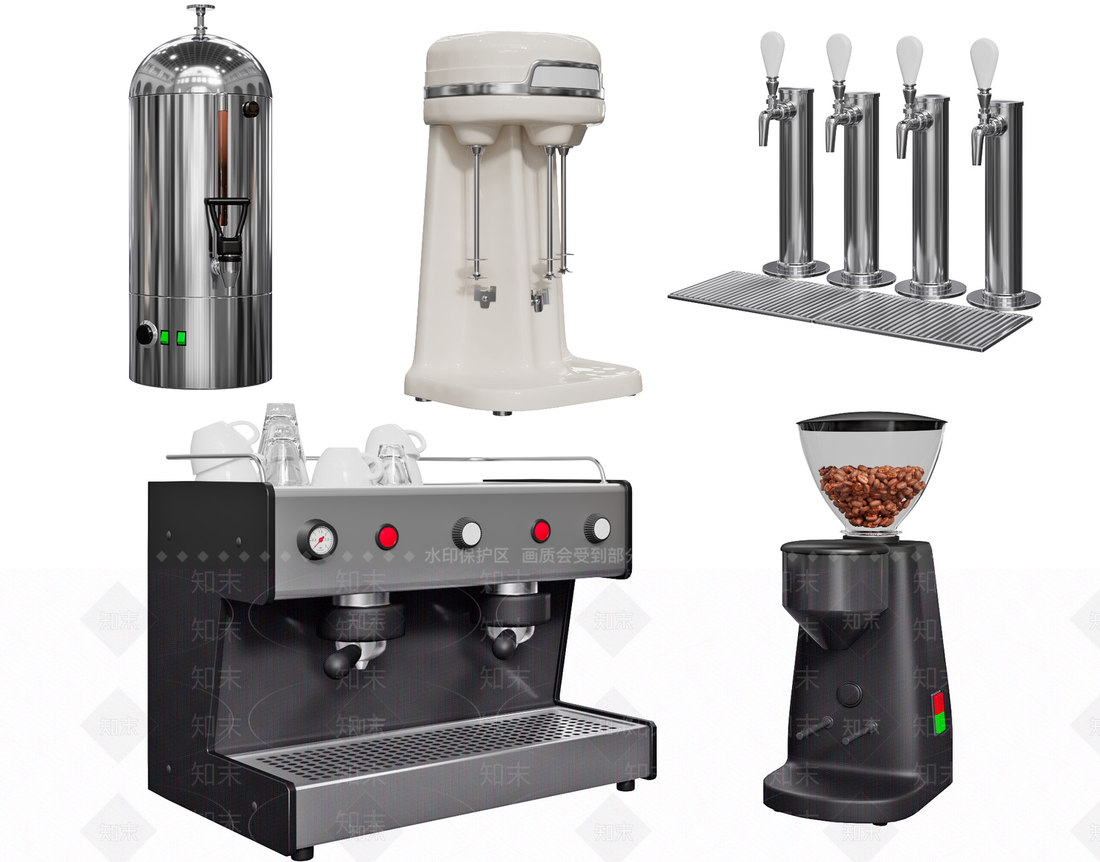 咖啡奶茶餐饮设备3D模型下载【ID:1151942399】