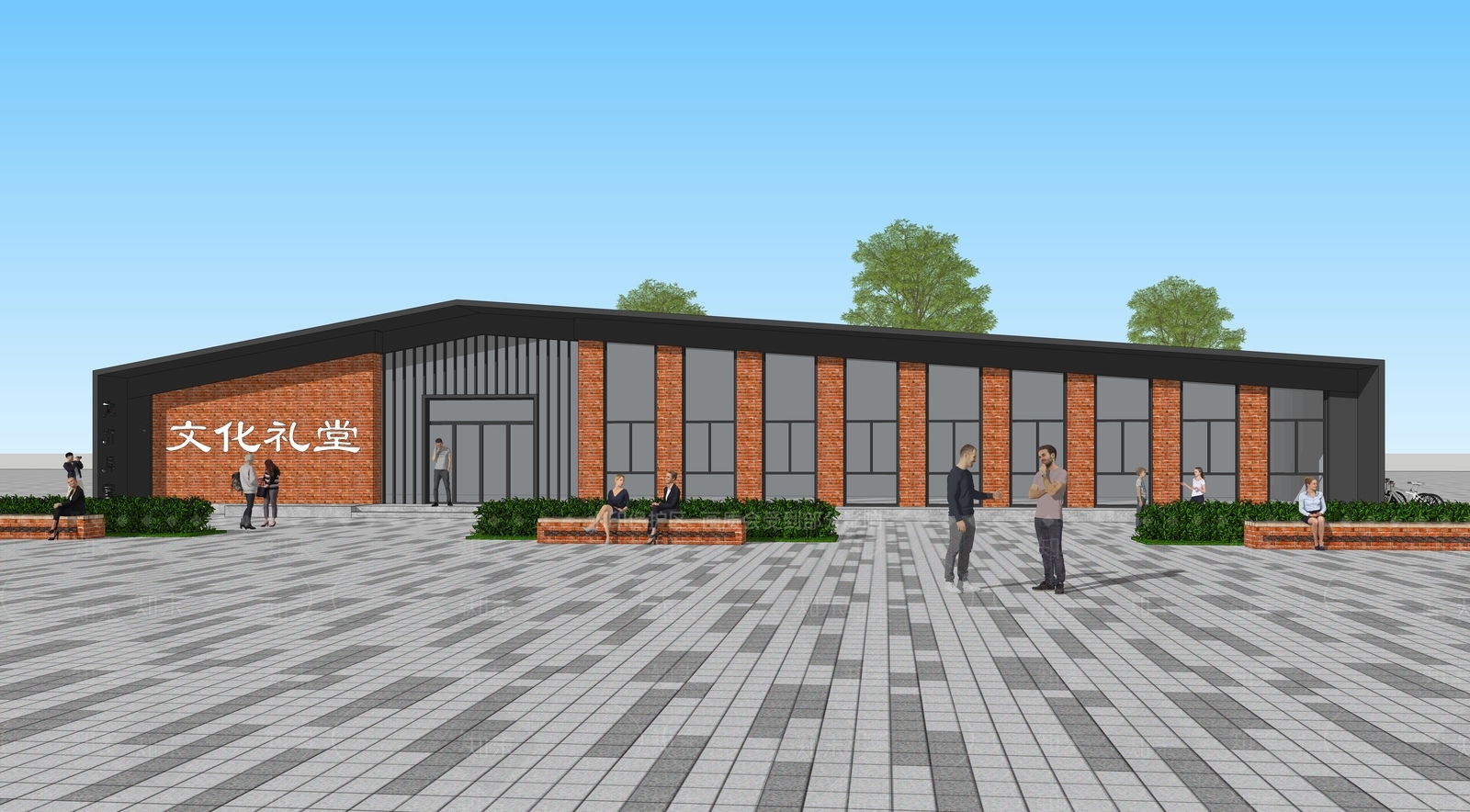 现代文化礼堂SU模型下载【ID:1151943166】