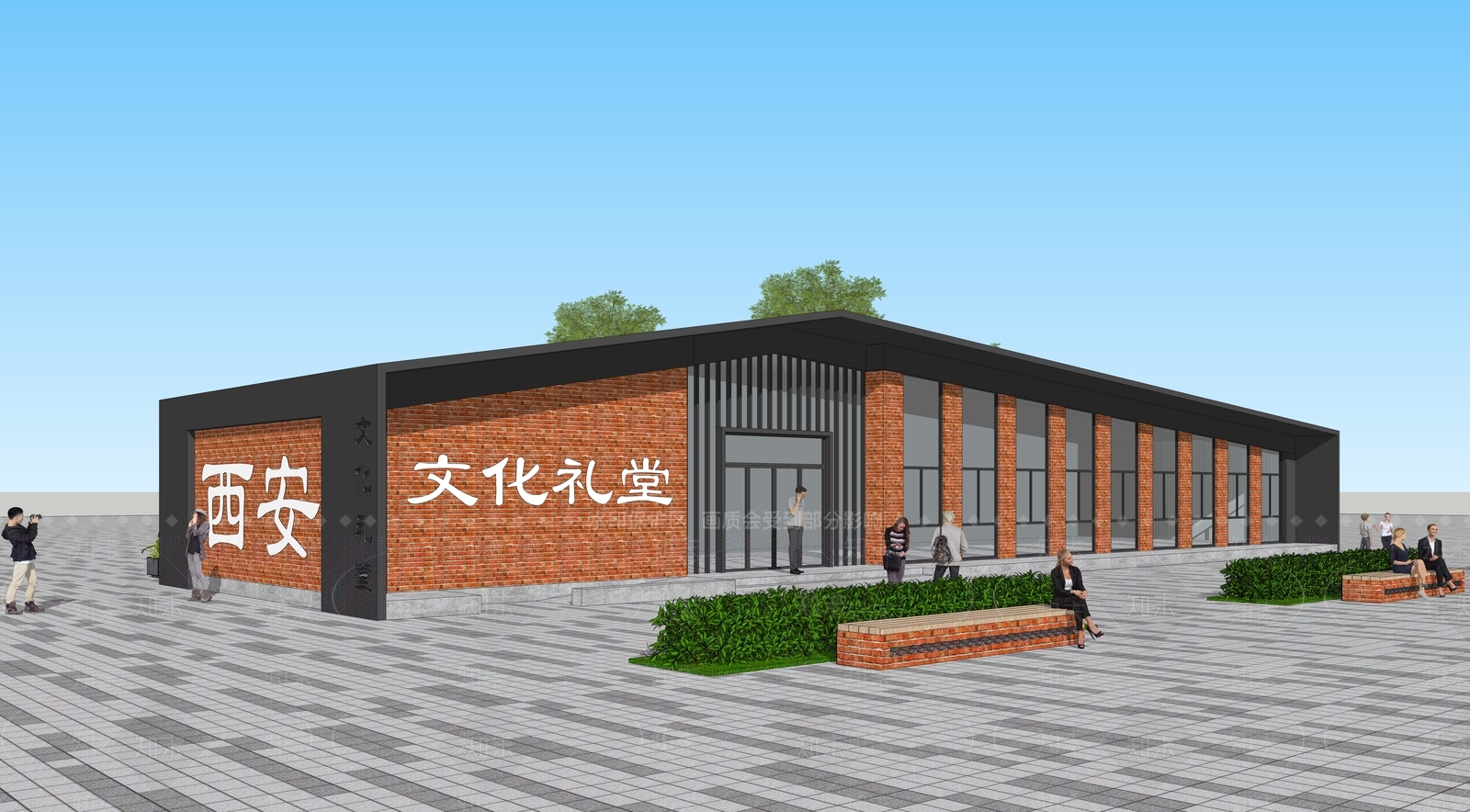 现代文化礼堂SU模型下载【ID:1151943166】
