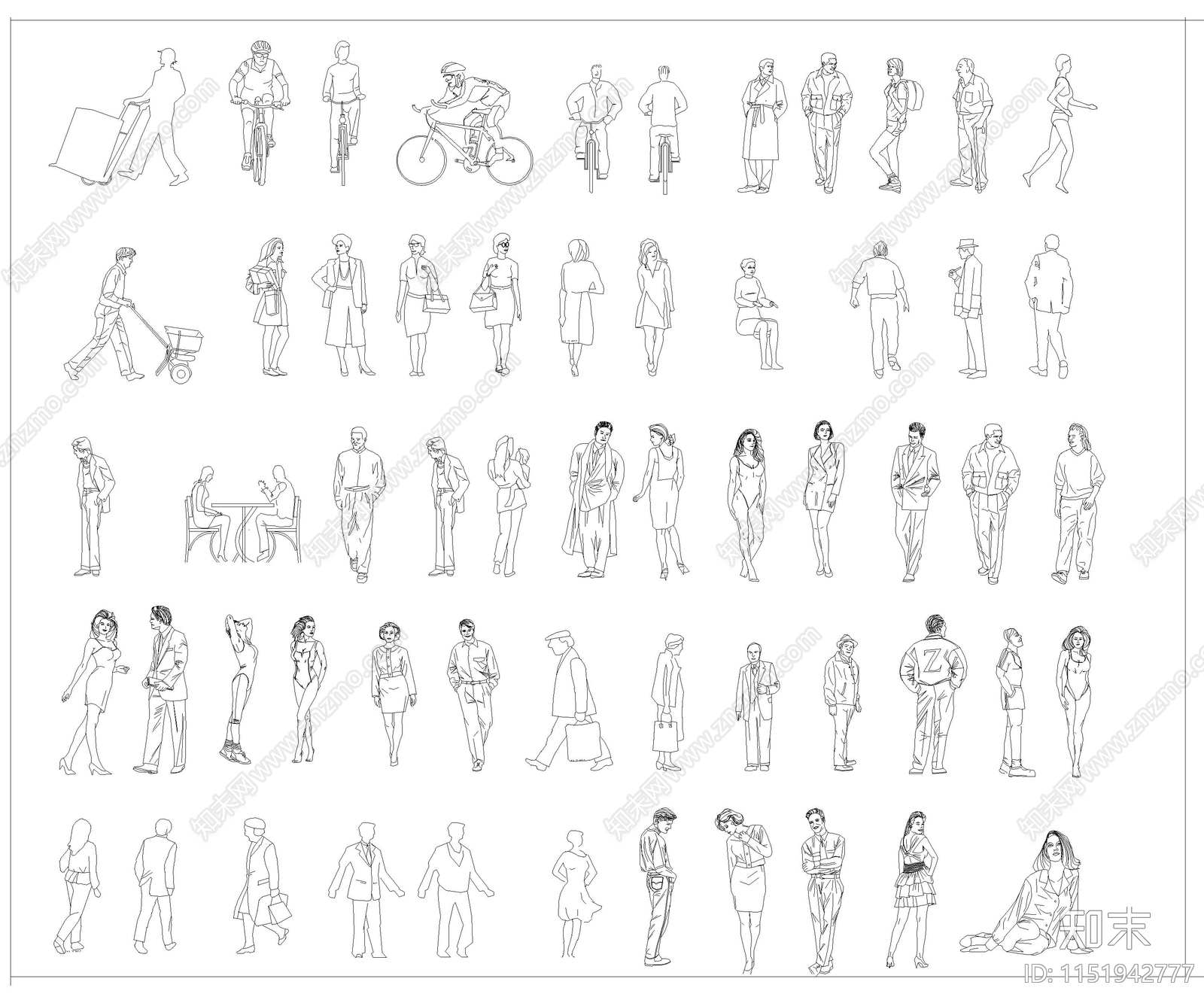 人物立面图库大全cad施工图下载【ID:1151942777】