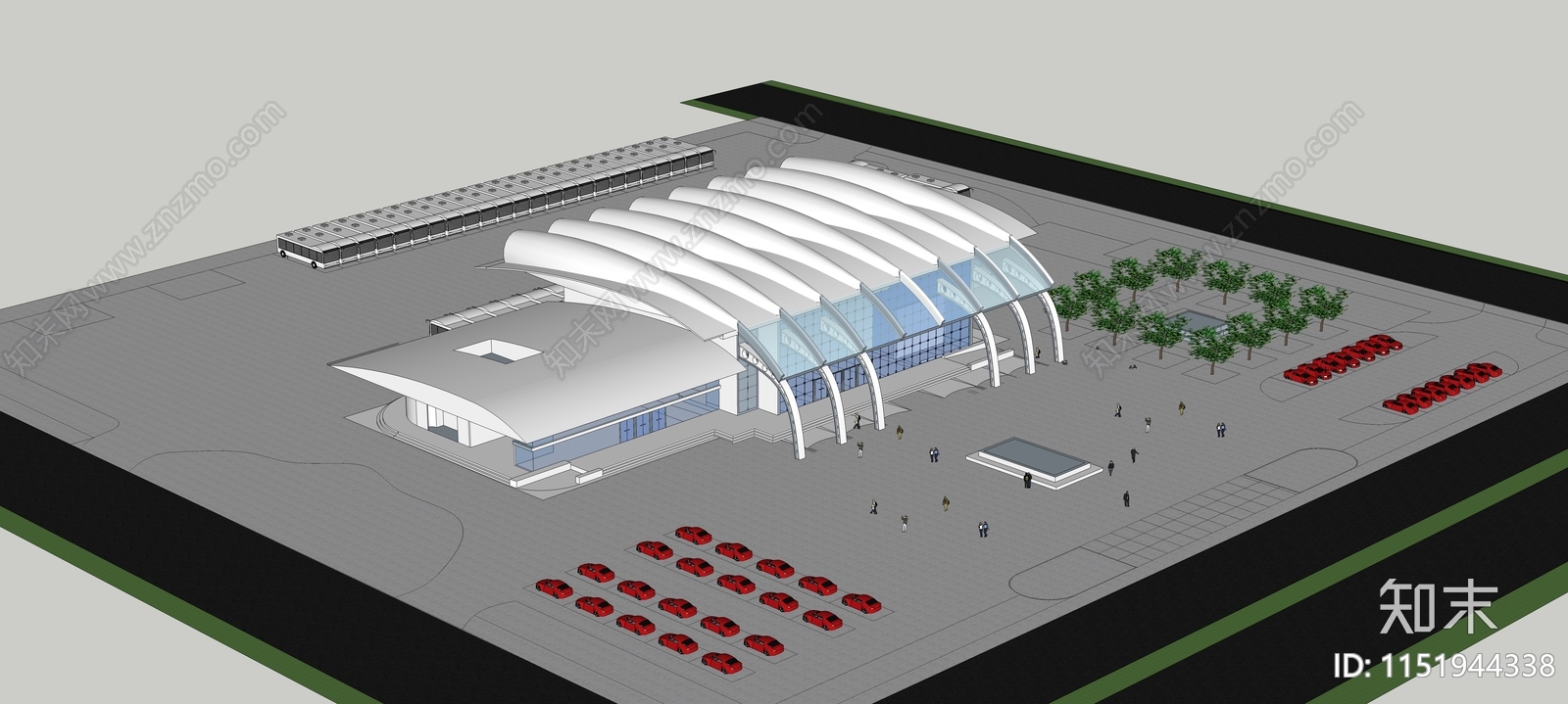 现代汽车客运中心站SU模型下载【ID:1151944338】