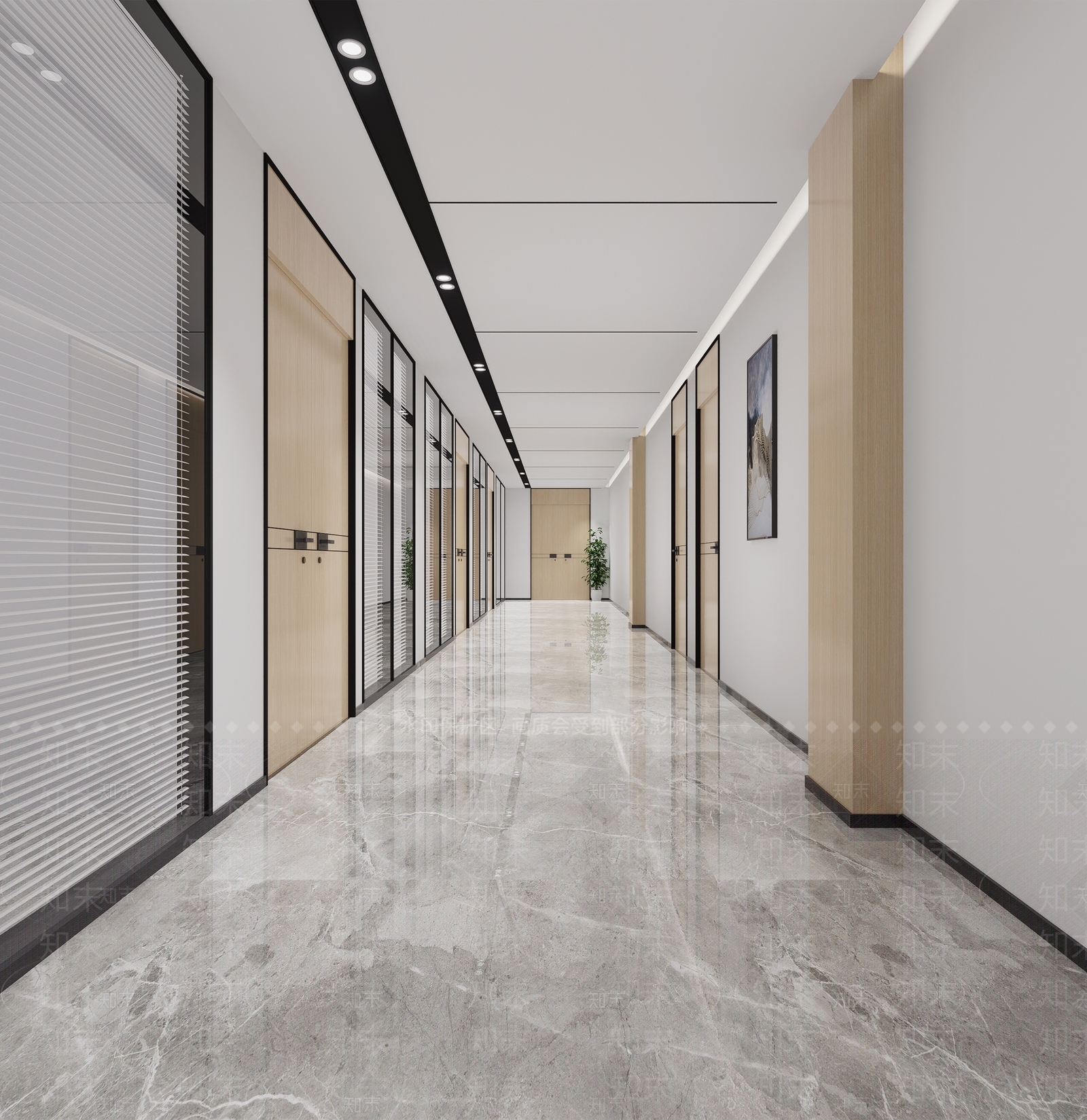 现代办公过道3D模型下载【ID:1151946154】