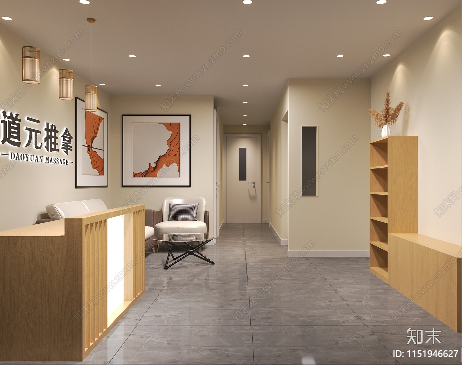 现代养生馆前台3D模型下载【ID:1151946627】