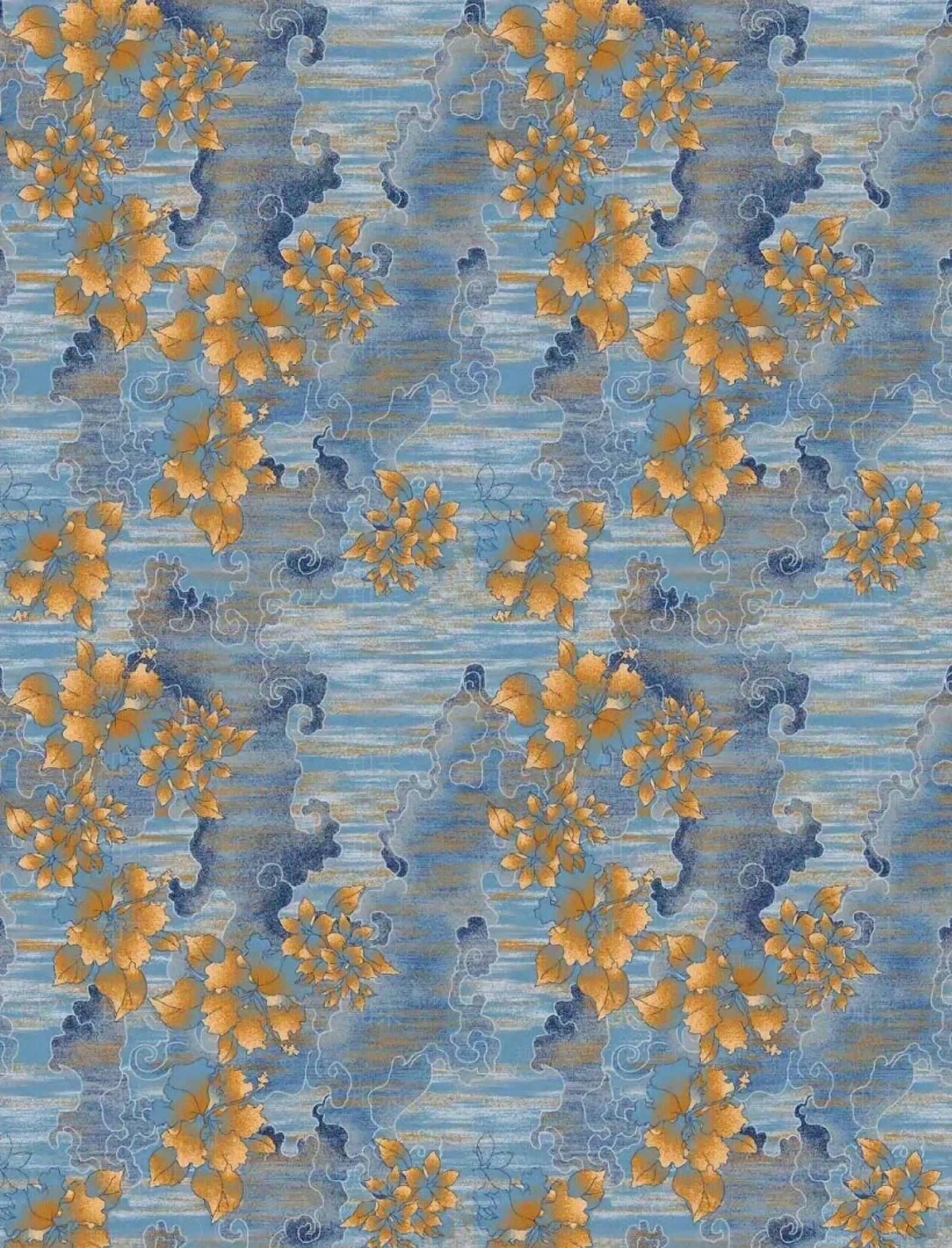 蓝色底纹黄色小花高档酒店地毯贴图下载【ID:1151946567】