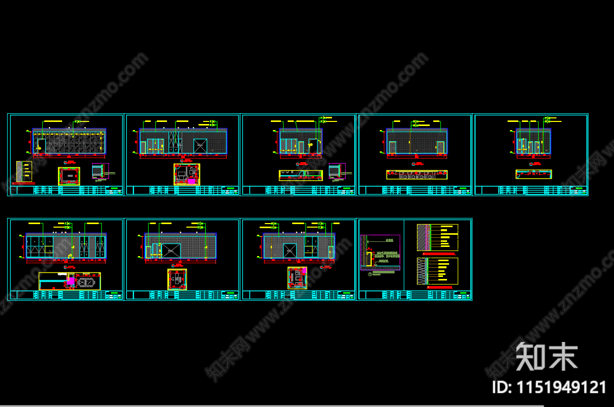 物业办公室室内cad施工图下载【ID:1151949121】