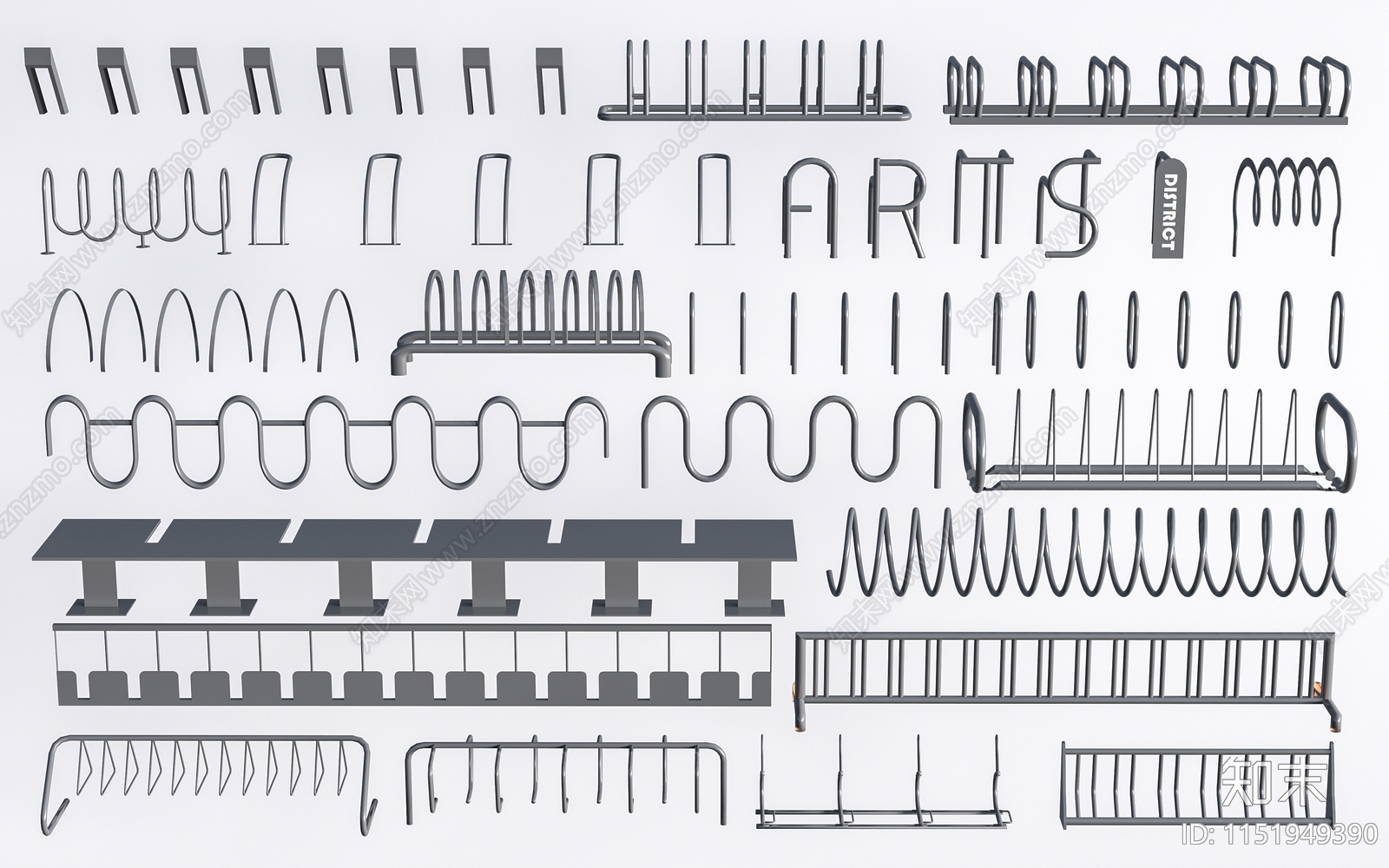 自行车停车架3D模型下载【ID:1151949390】