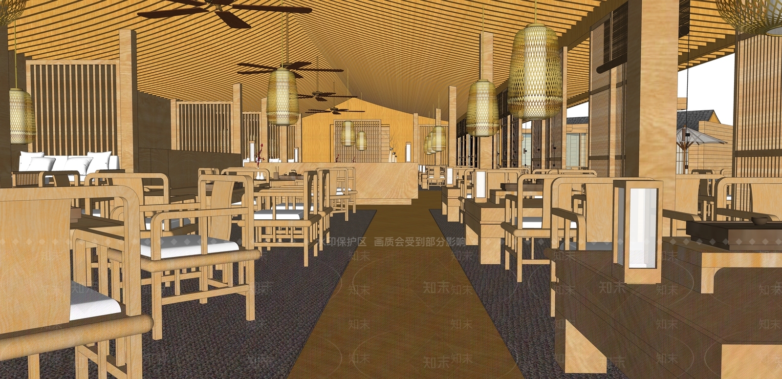 东南亚风格文旅酒店大堂SU模型下载【ID:1151951007】