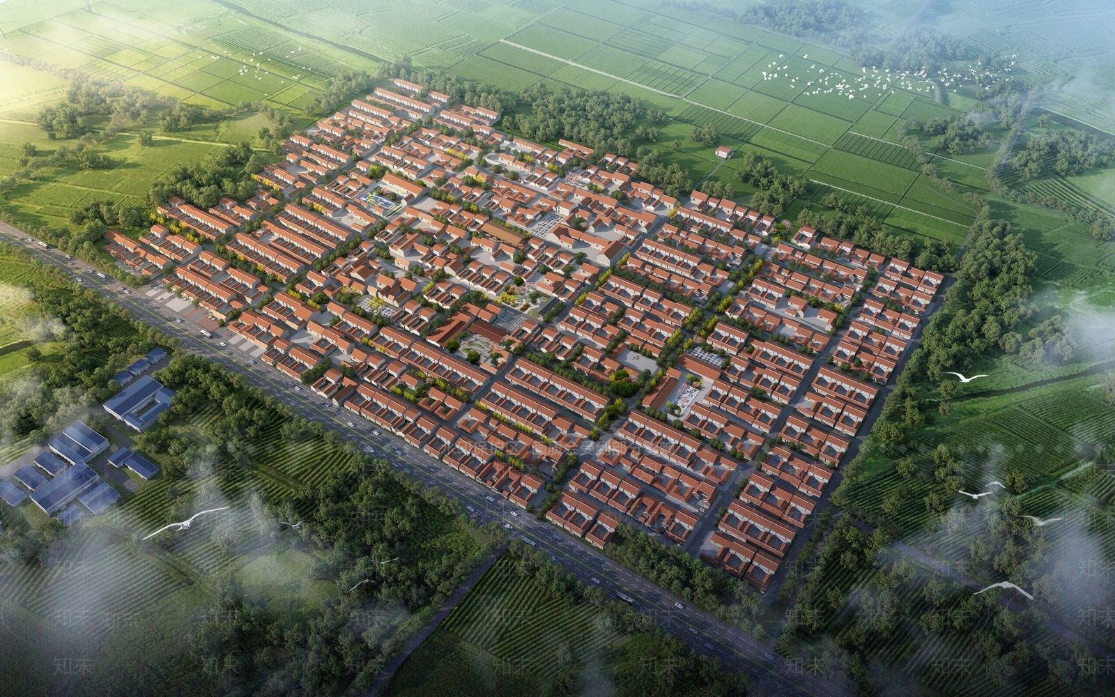 现代美丽乡村村落SU模型下载【ID:1151951195】