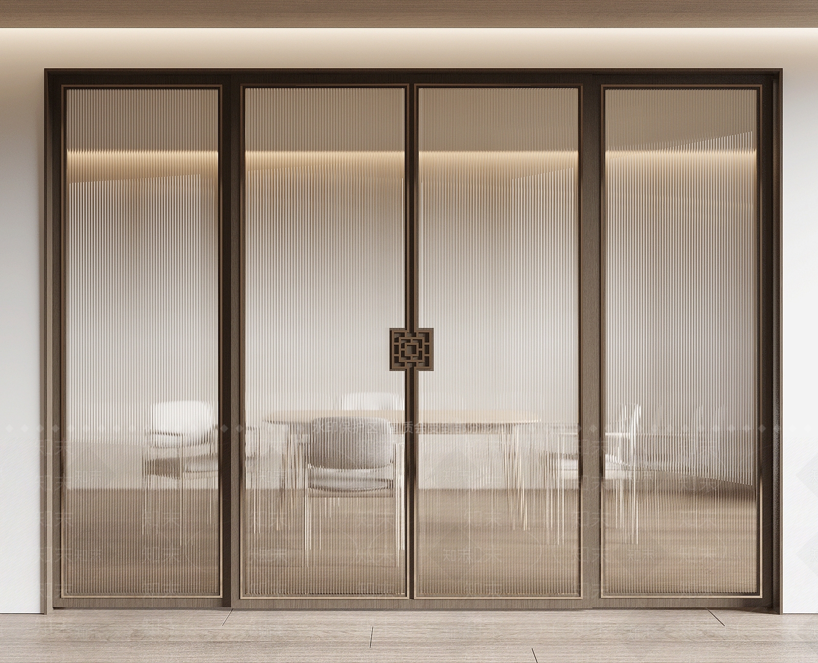 新中式玻璃推拉门3D模型下载【ID:1151952239】