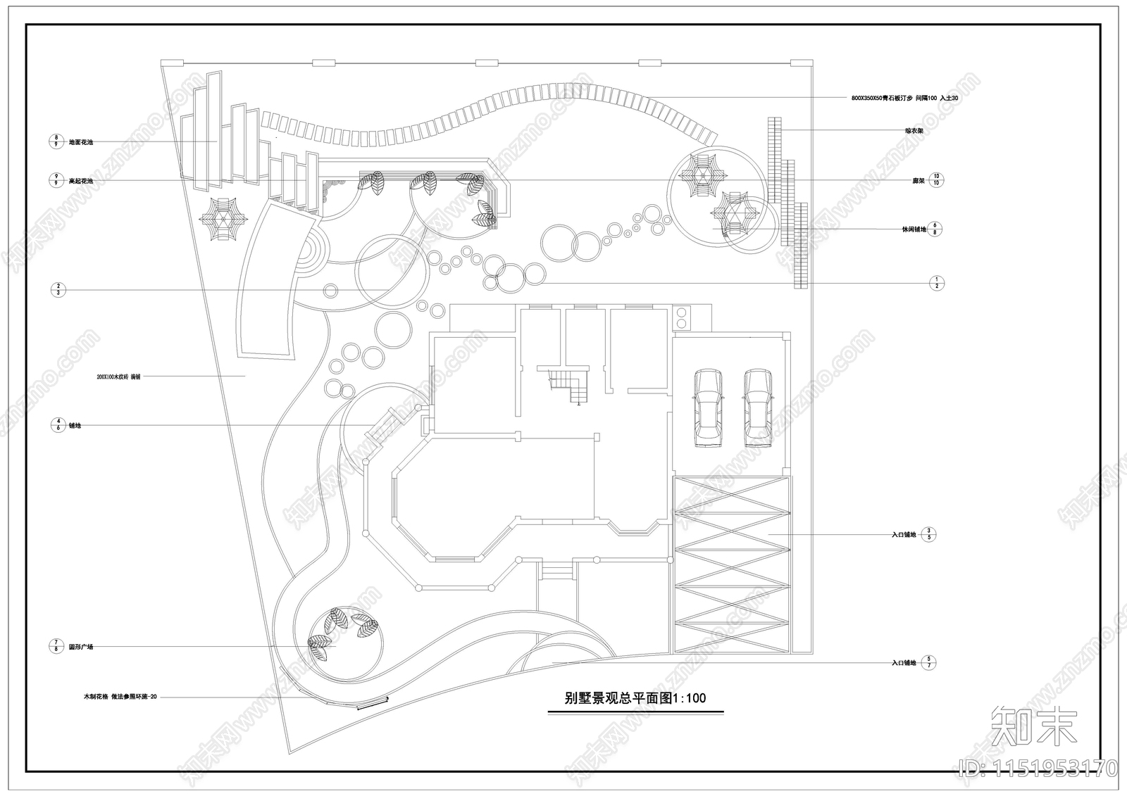 某别墅庭院景观cad施工图下载【ID:1151953170】