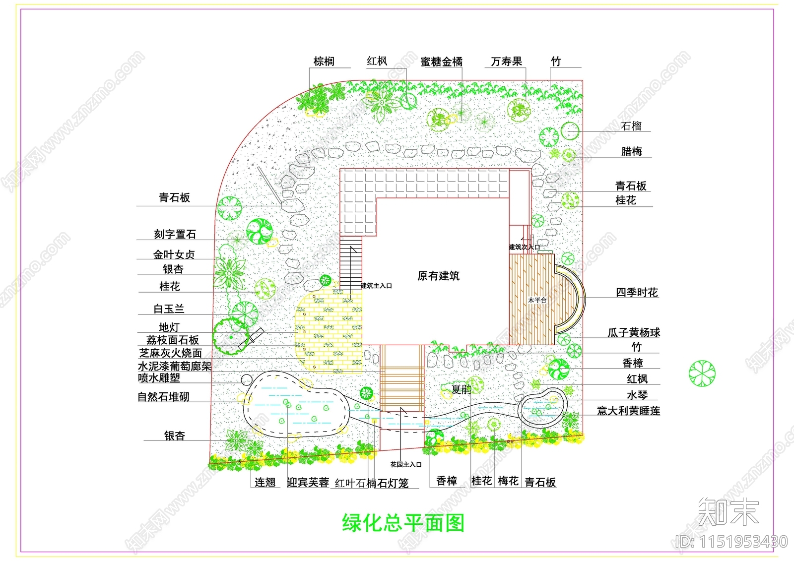 某山庄别墅绿化景观cad施工图下载【ID:1151953430】