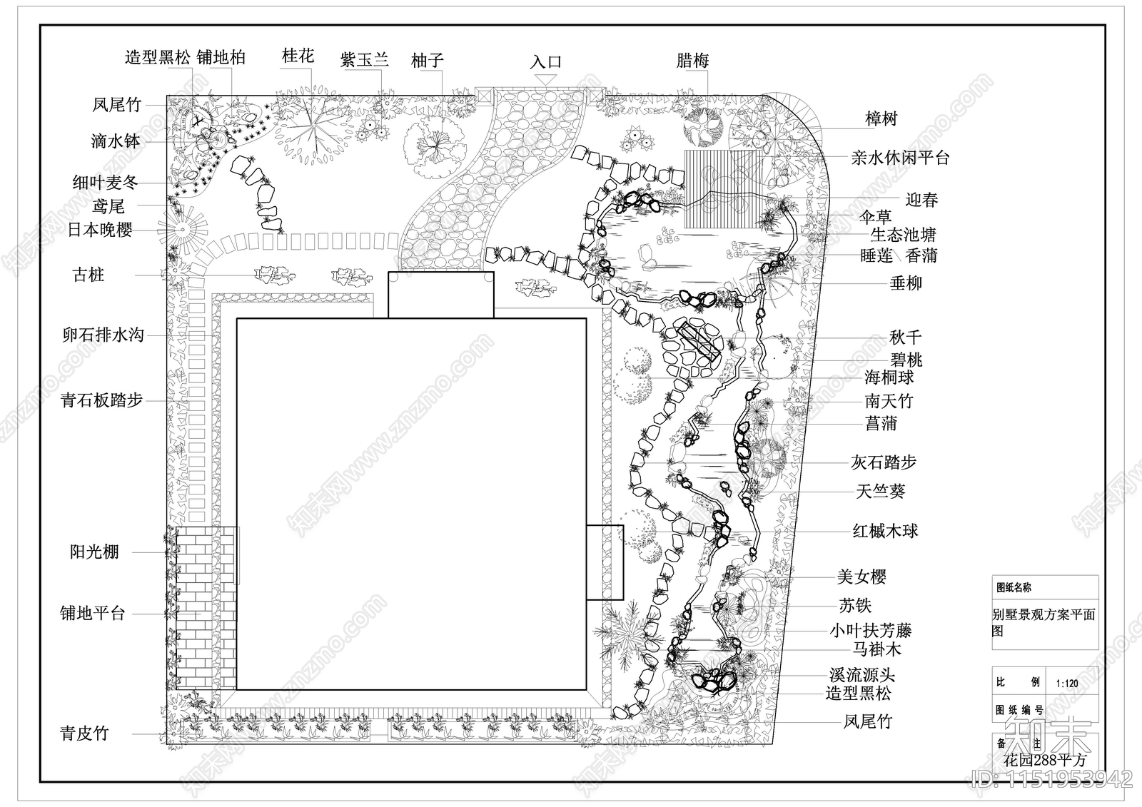 某私人别墅庭院景观cad施工图下载【ID:1151953942】