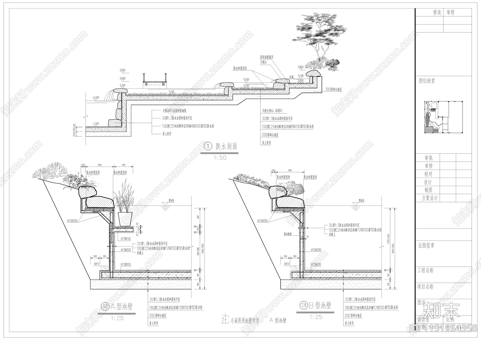 某别墅园林绿化景观cad施工图下载【ID:1151954358】