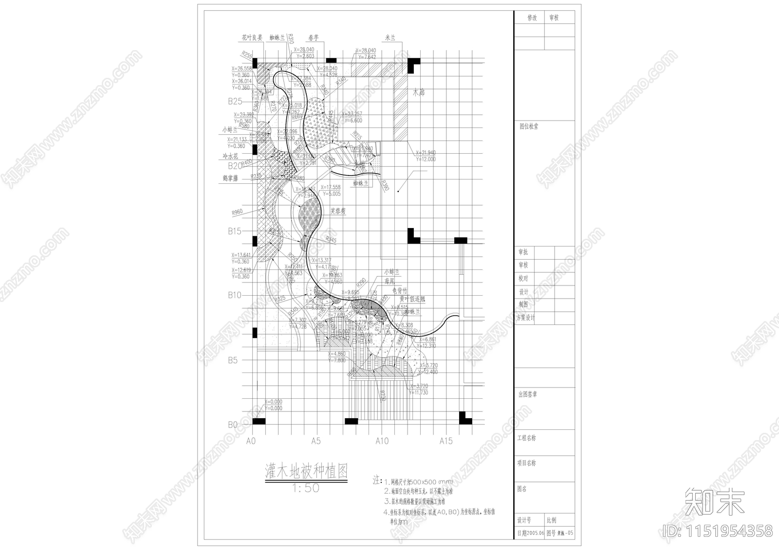 某别墅园林绿化景观cad施工图下载【ID:1151954358】