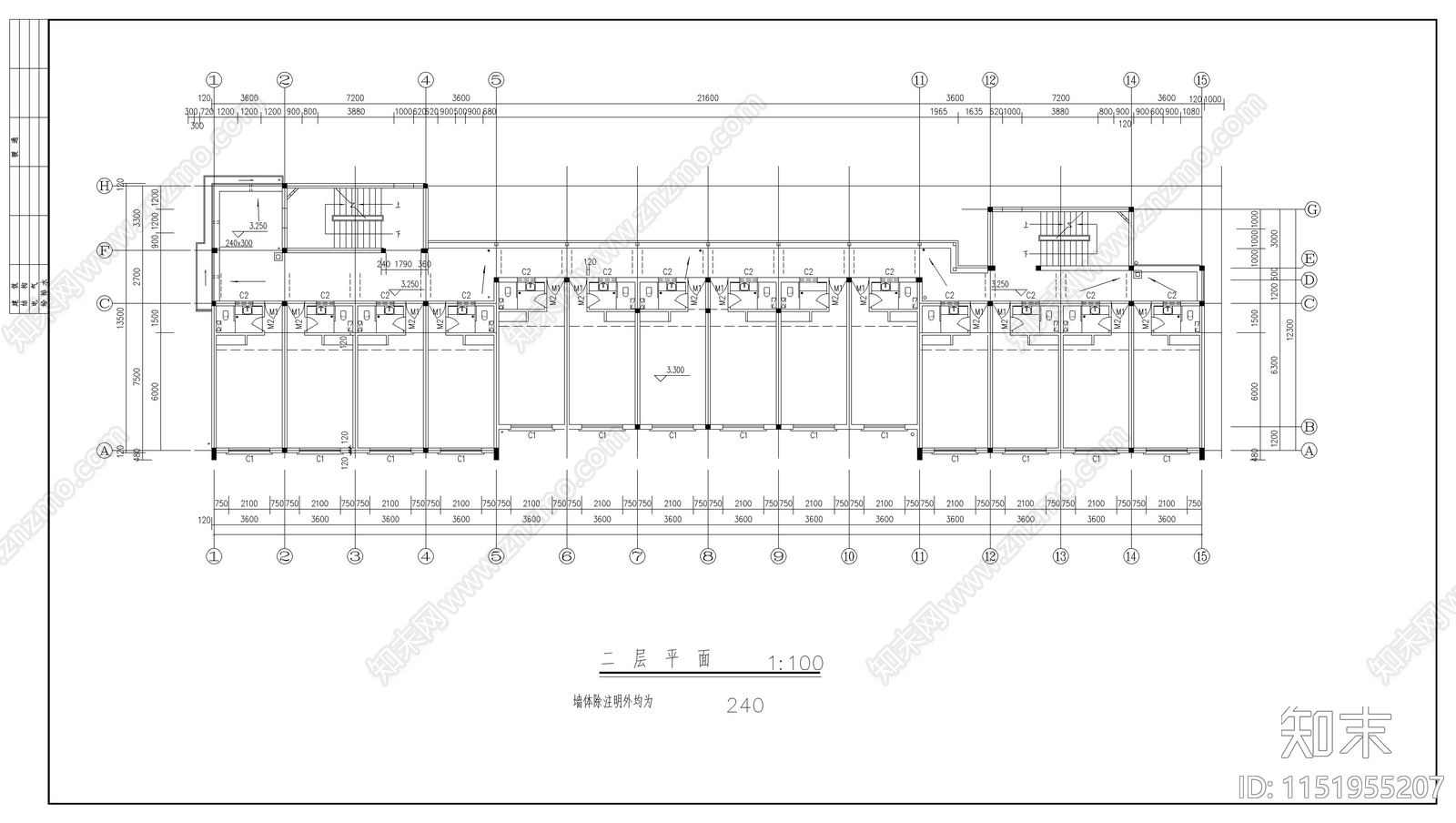 大学学生宿舍建筑cad施工图下载【ID:1151955207】