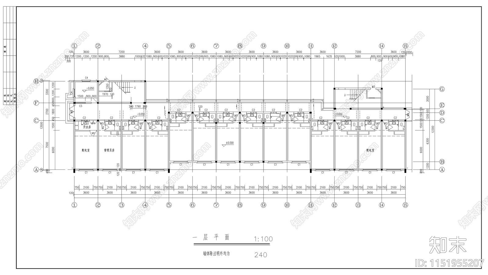 大学学生宿舍建筑cad施工图下载【ID:1151955207】