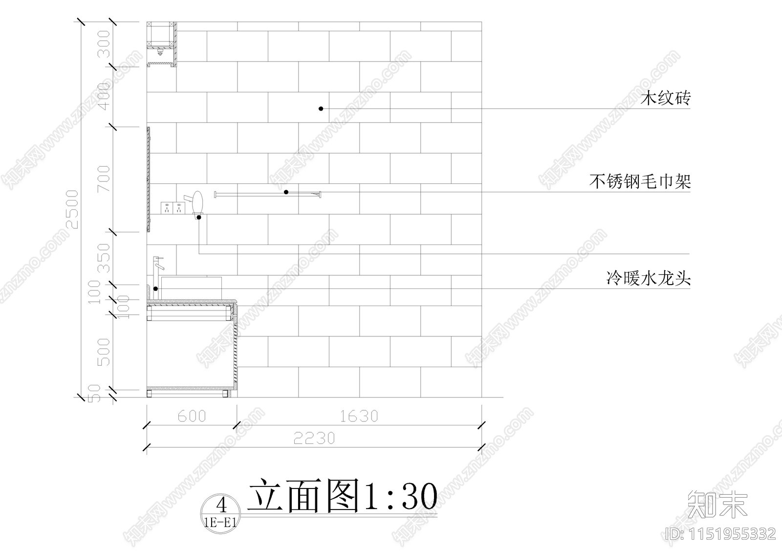 室内卫生间室内cad施工图下载【ID:1151955332】