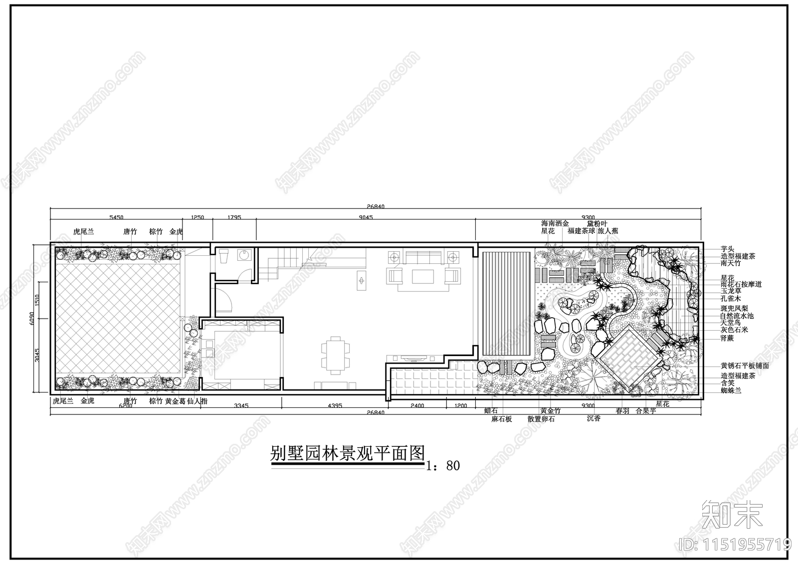 某私家别墅绿化景观cad施工图下载【ID:1151955719】