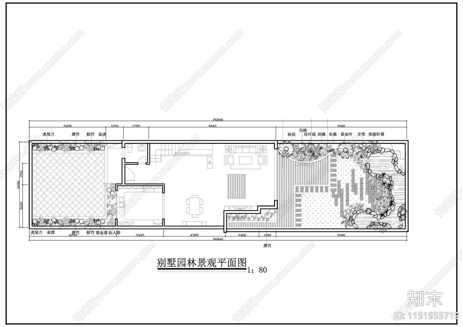 某私家别墅绿化景观cad施工图下载【ID:1151955719】