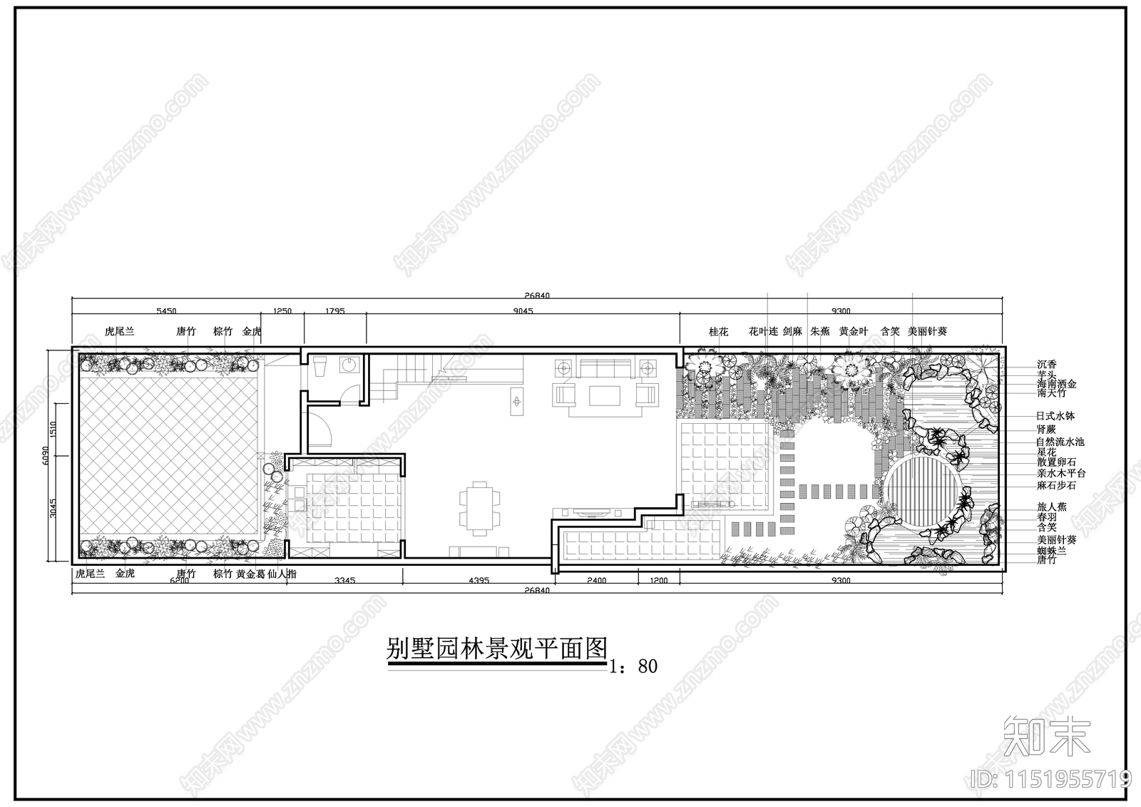 某私家别墅绿化景观cad施工图下载【ID:1151955719】