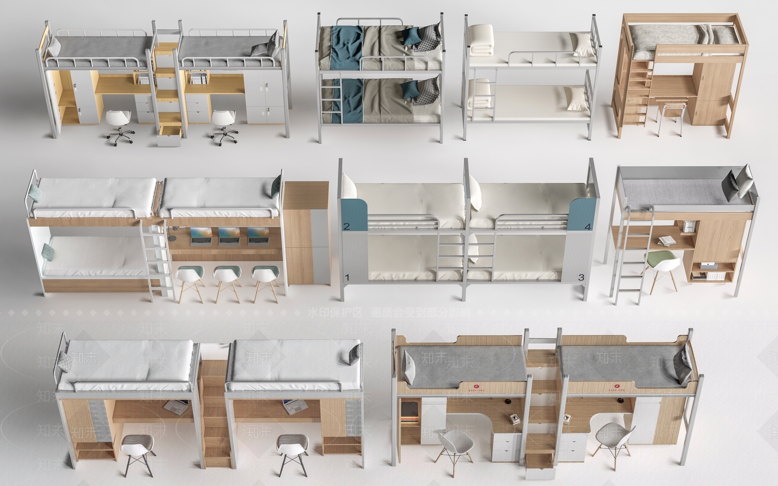 现代高低床3D模型下载【ID:1151955818】