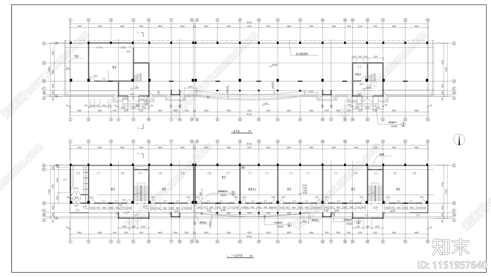 中学教学楼建筑cad施工图下载【ID:1151957640】