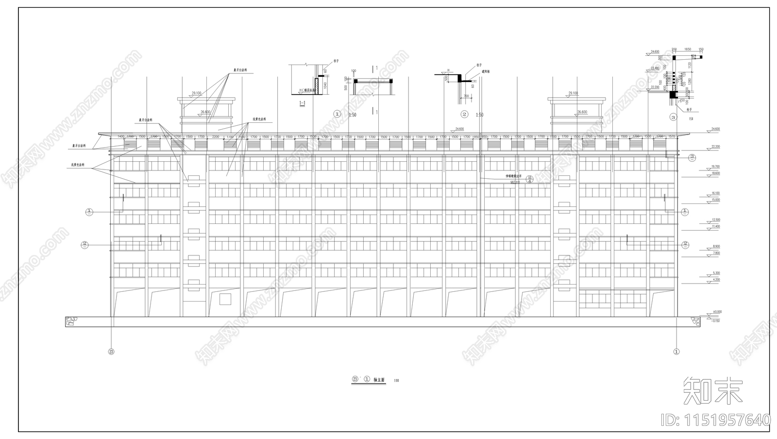 中学教学楼建筑cad施工图下载【ID:1151957640】