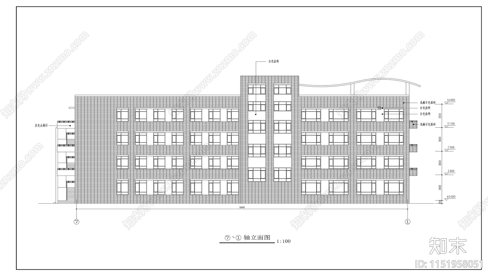 红旗小学教学楼建筑cad施工图下载【ID:1151958051】