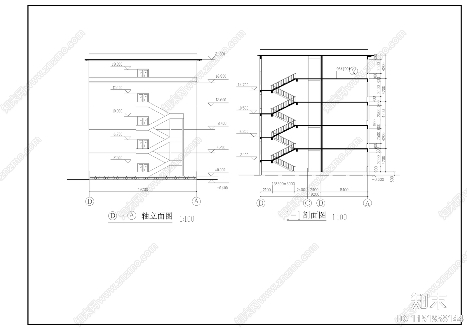 教学楼建筑cad施工图下载【ID:1151958144】