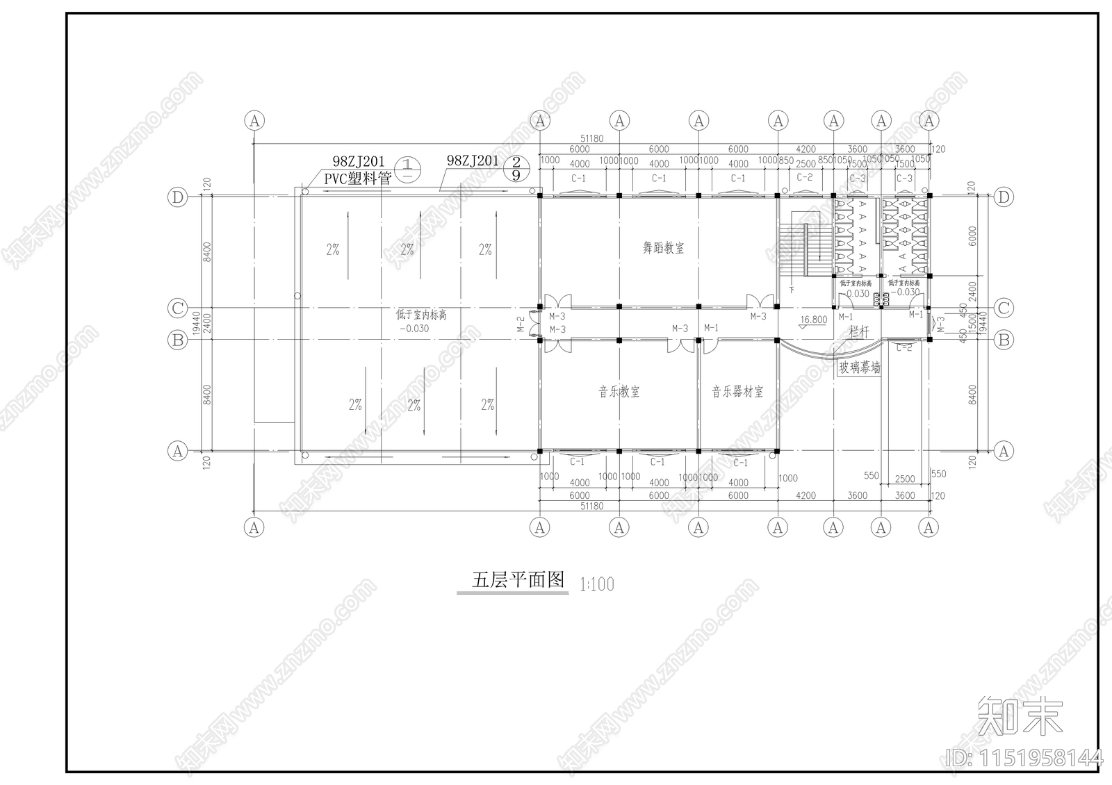 教学楼建筑cad施工图下载【ID:1151958144】