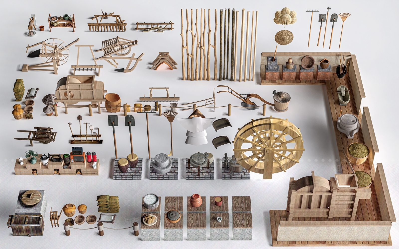 新中式农耕小品3D模型下载【ID:1151958008】
