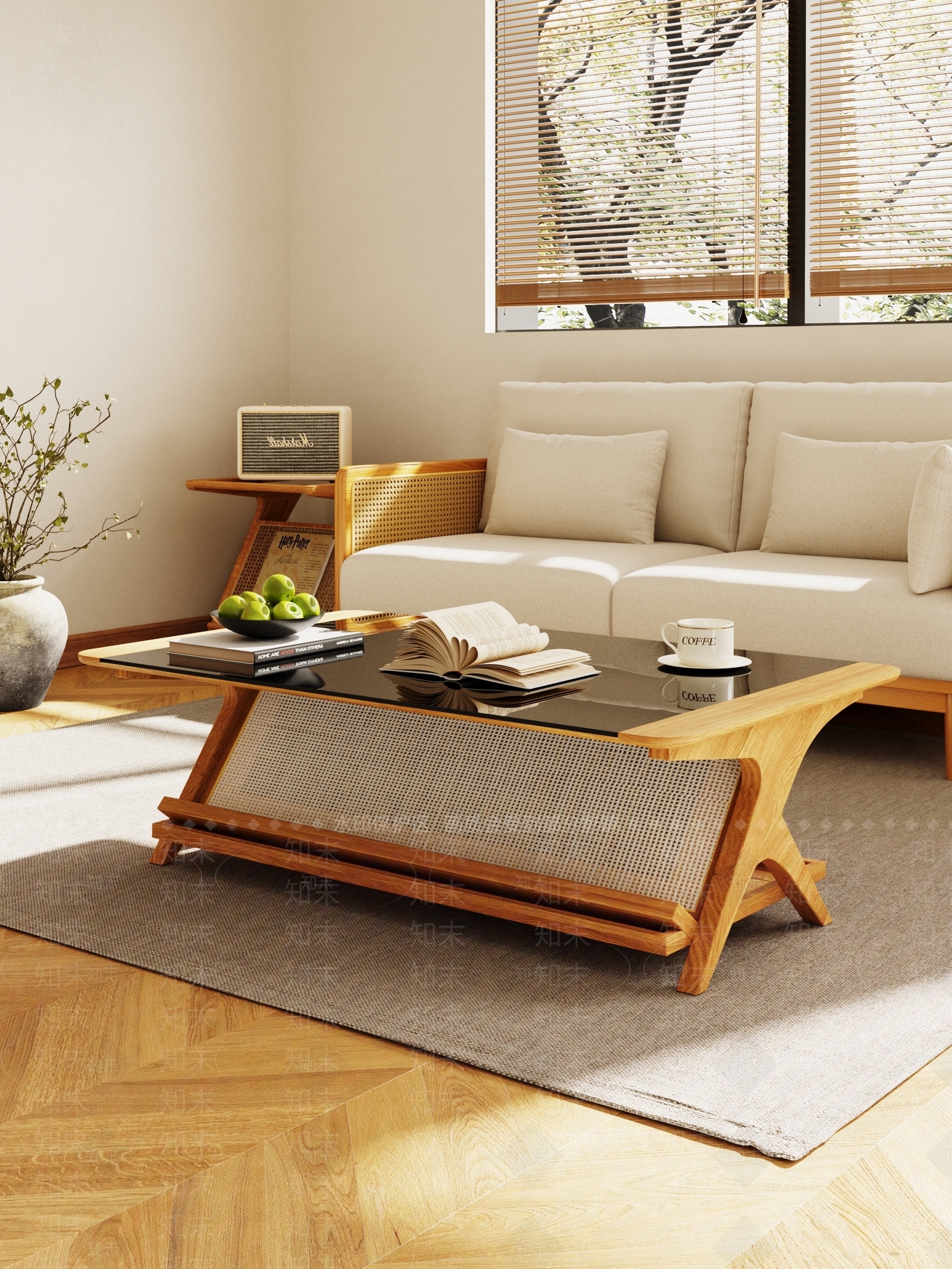 日式沙发茶几组合3D模型下载【ID:1151958350】