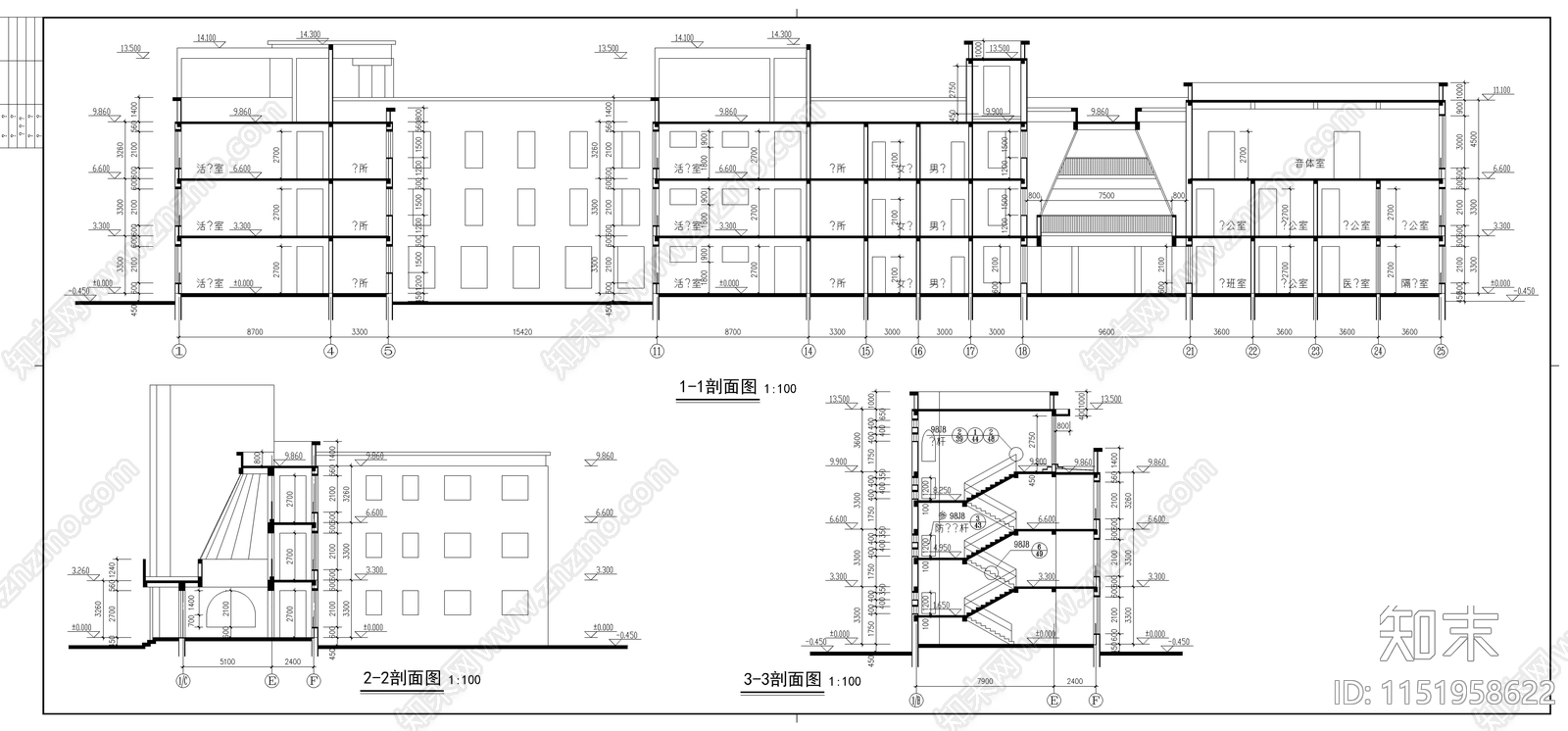 经典幼儿园建筑cad施工图下载【ID:1151958622】