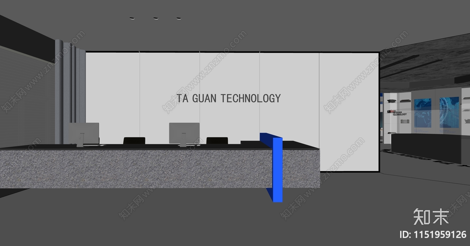 现代办公前台SU模型下载【ID:1151959126】